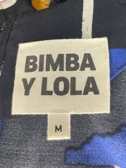 Vestido Bimba y Lola Sin Mangas Estampado Negro- Talla M