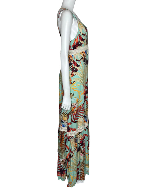Vestido Studio F Tropical Tirantes Verde-Talla 6