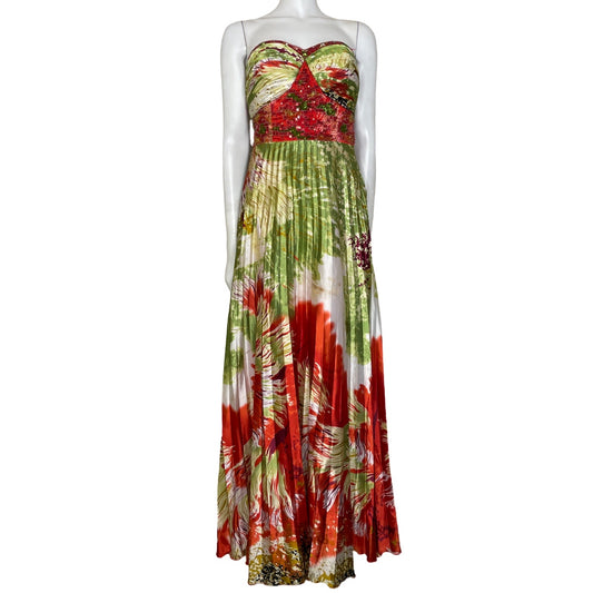 Vestido Cinderella Plisado Lentejelas Verde-Talla 10