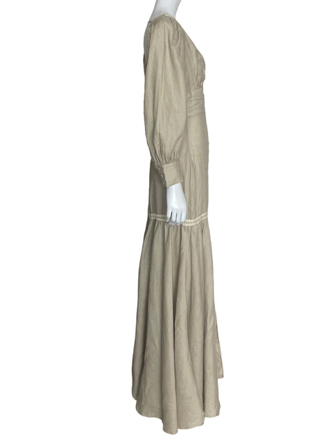 Vestido Studio F Maxi Manga Larga Beige-Talla 6