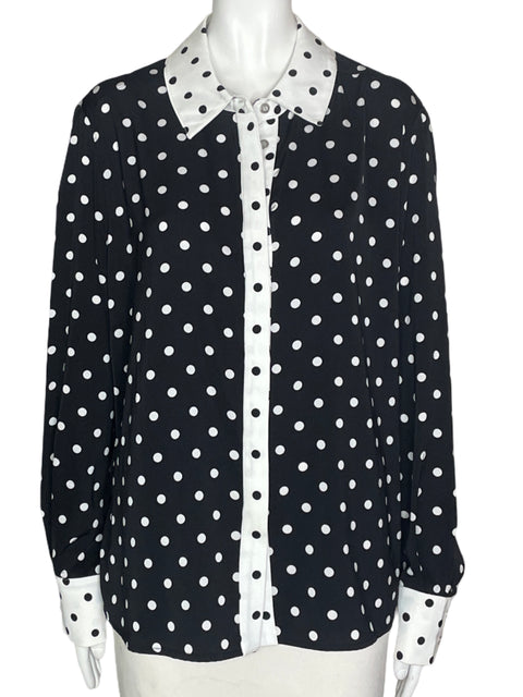 Blusa Peter Nygard Puntos Bicolor N/B- Talla L