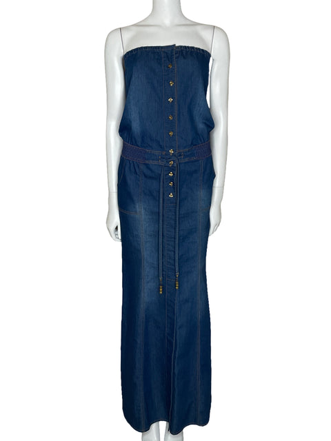 Vestido Celebrity Denim Botones Azul-Talla S