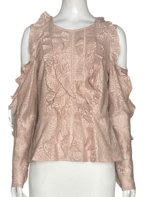 Blusa Tesoro TPS Encaje Vuelos Beige-Talla S