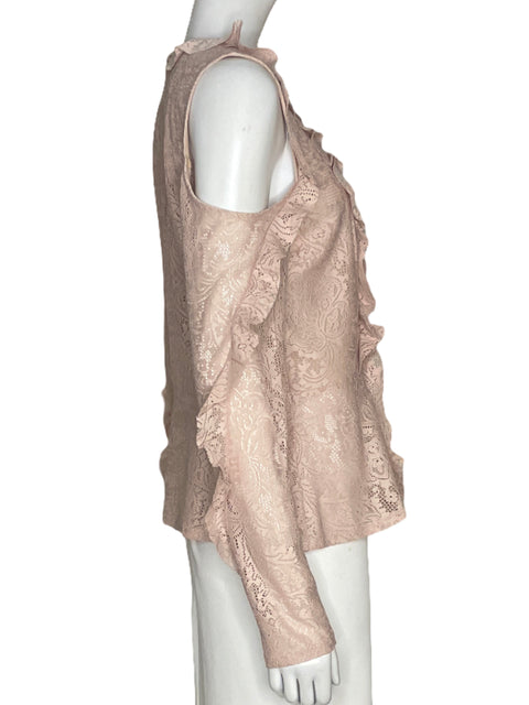 Blusa Tesoro TPS Encaje Vuelos Beige-Talla S