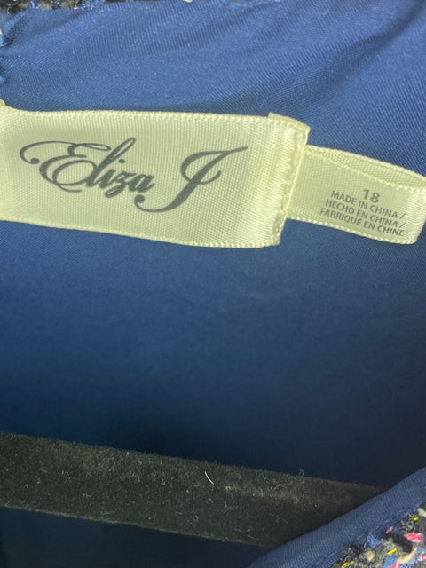 Vestido Eliza J Sin Mangas Flecos Azul- Talla 18