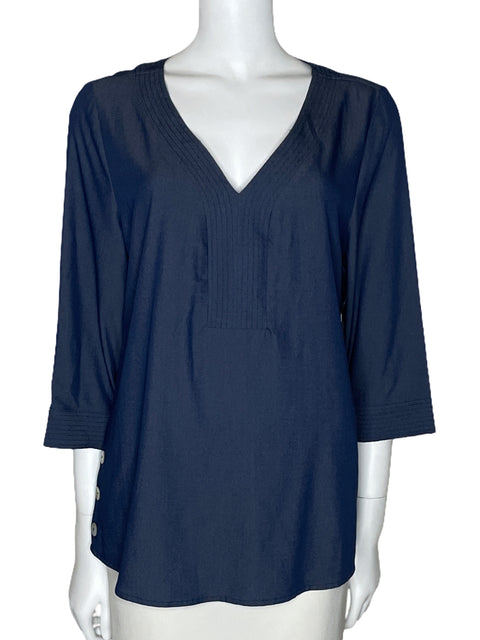 Blusa Ellen Tracy Botones Laterales Azul-Talla M