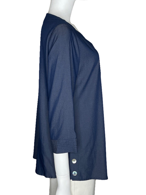 Blusa Ellen Tracy Botones Laterales Azul-Talla M