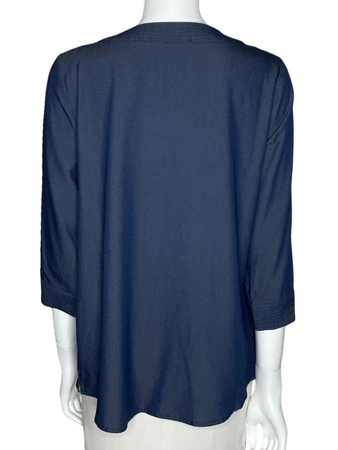 Blusa Ellen Tracy Botones Laterales Azul-Talla M
