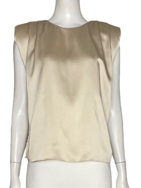 Top Zara Satinado Hombreras Dorado-Talla M