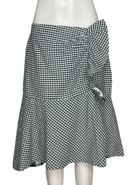 Falda Zara Cuadros Vuelos Verde-Talla M
