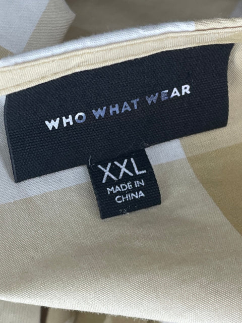 Vestido Who What Wear Cuadros Ruchas Beige- Talla XXL