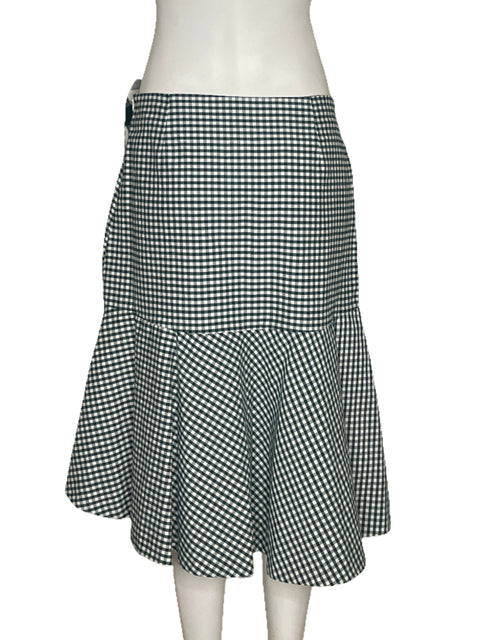 Falda Zara Cuadros Vuelos Verde-Talla M