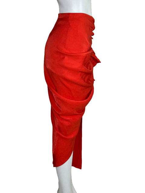 Falda Do+Be Drapeada Vuelos Naranja-Talla M
