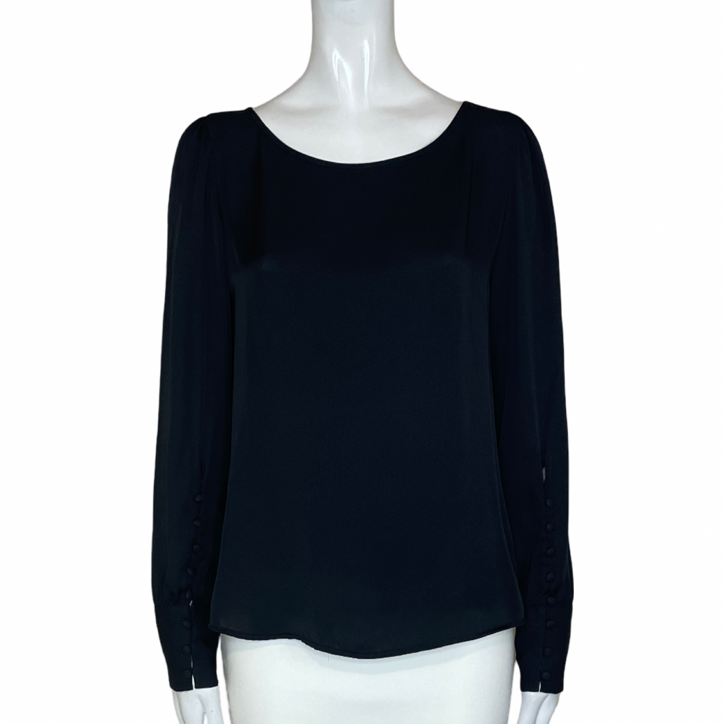 Blusa EXPRESS Cuello Redondo Botones Negro - Talla XS