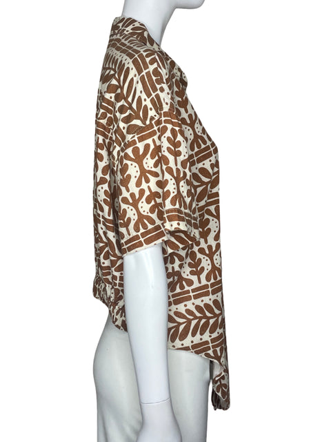 Camisa Zara Mangas 3/4 Bolsillo Marron-Talla S
