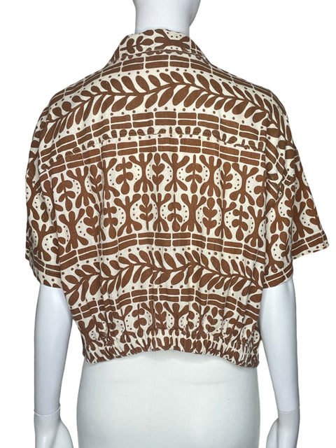Camisa Zara Mangas 3/4 Bolsillo Marron-Talla S