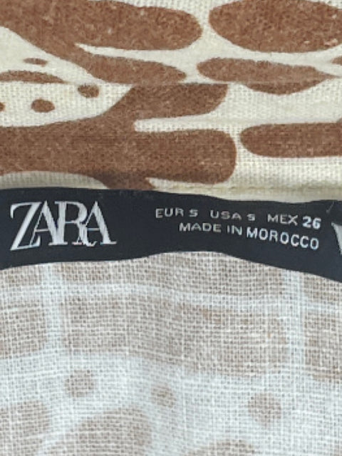 Camisa Zara Mangas 3/4 Bolsillo Marron-Talla S