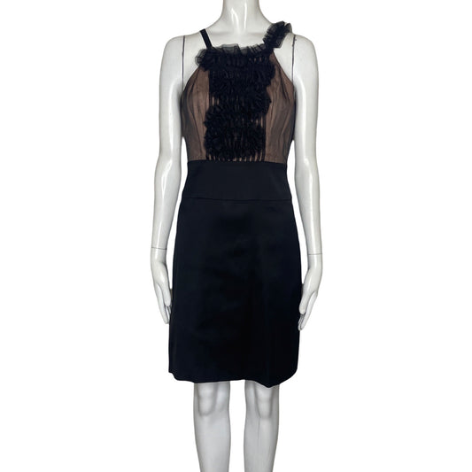 Vestido BCBG Encaje Liso Tiras Negro-Talla 2