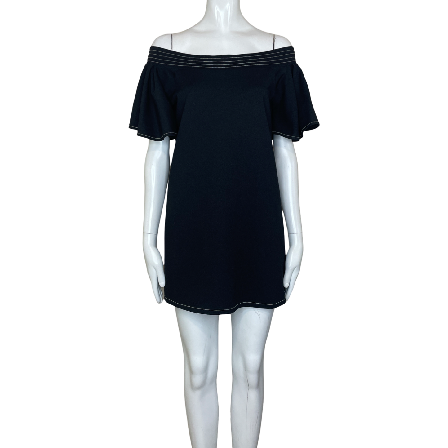 Vestido ZARA TRAFALUC Hombros Descubiertos Vuelos Negro - Talla S