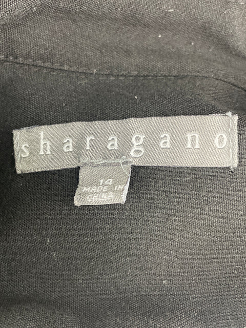 Vestido Sharagano Fajin Cintura Negro- Talla 14