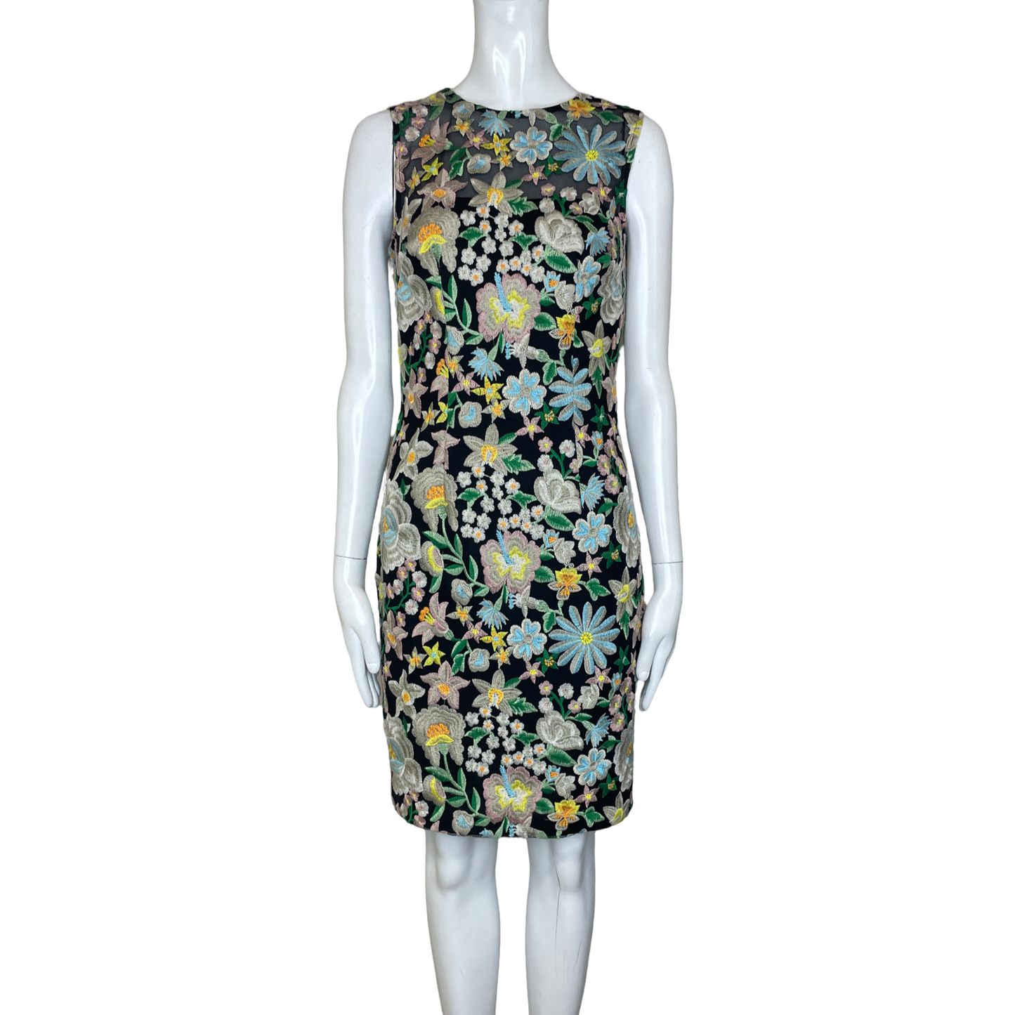 Vestido Carmen Marc Valvo Bordado Floral Negro - Talla 0