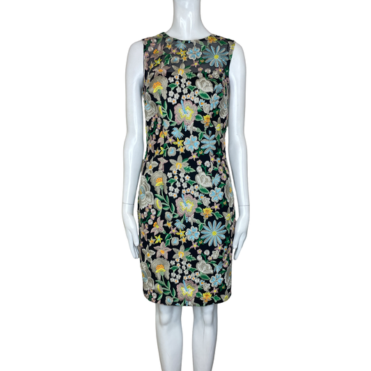 Vestido Carmen Marc Valvo Bordado Floral Negro - Talla 0