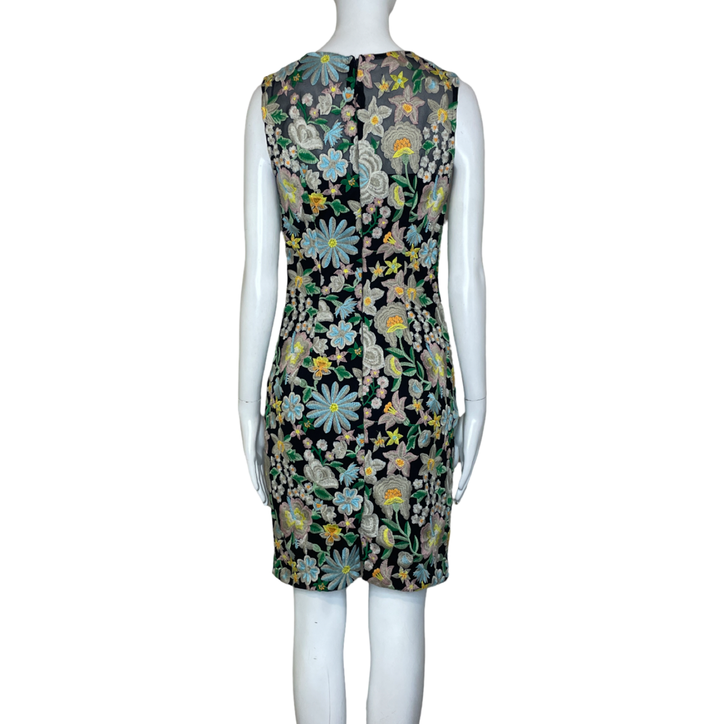 Vestido Carmen Marc Valvo Bordado Floral Negro - Talla 0