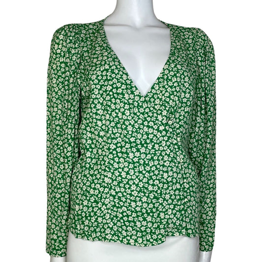 Blusa Mango Floral Botones Verde-Talla 4