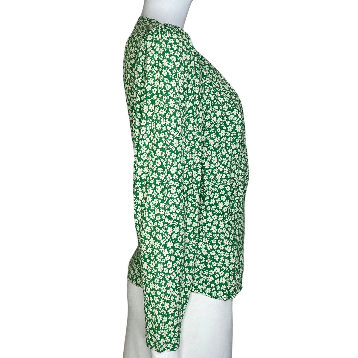 Blusa Mango Floral Botones Verde-Talla 4