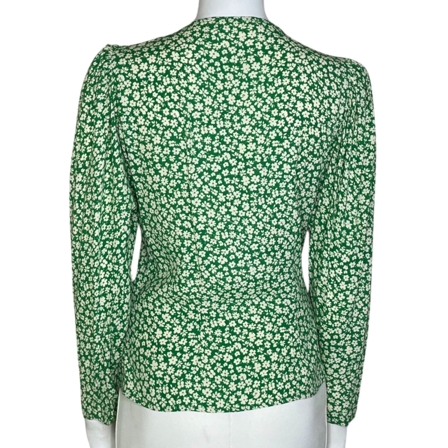 Blusa Mango Floral Botones Verde-Talla 4