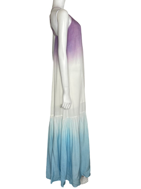 Vestido Main Strip Maxi Fluido Blanco-Talla S