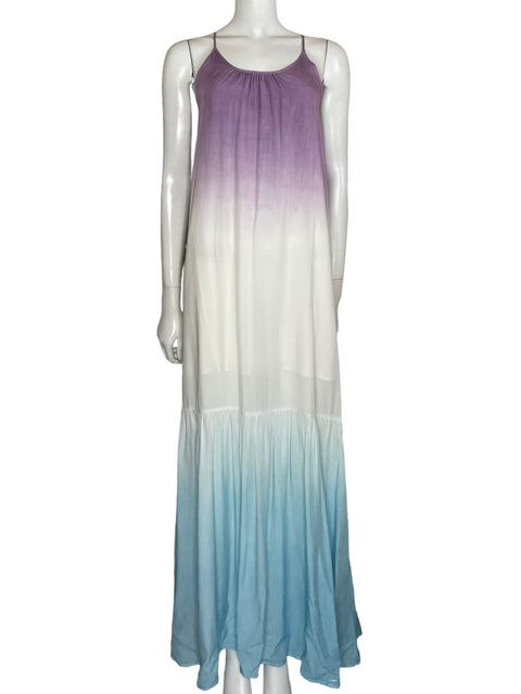 Vestido Main Strip Maxi Fluido Blanco-Talla S