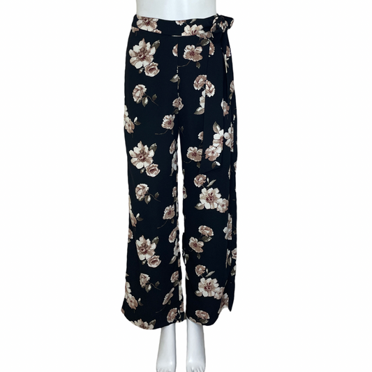 Pantalón J.O.A  Floral Con Lazo Negro - Talla XS