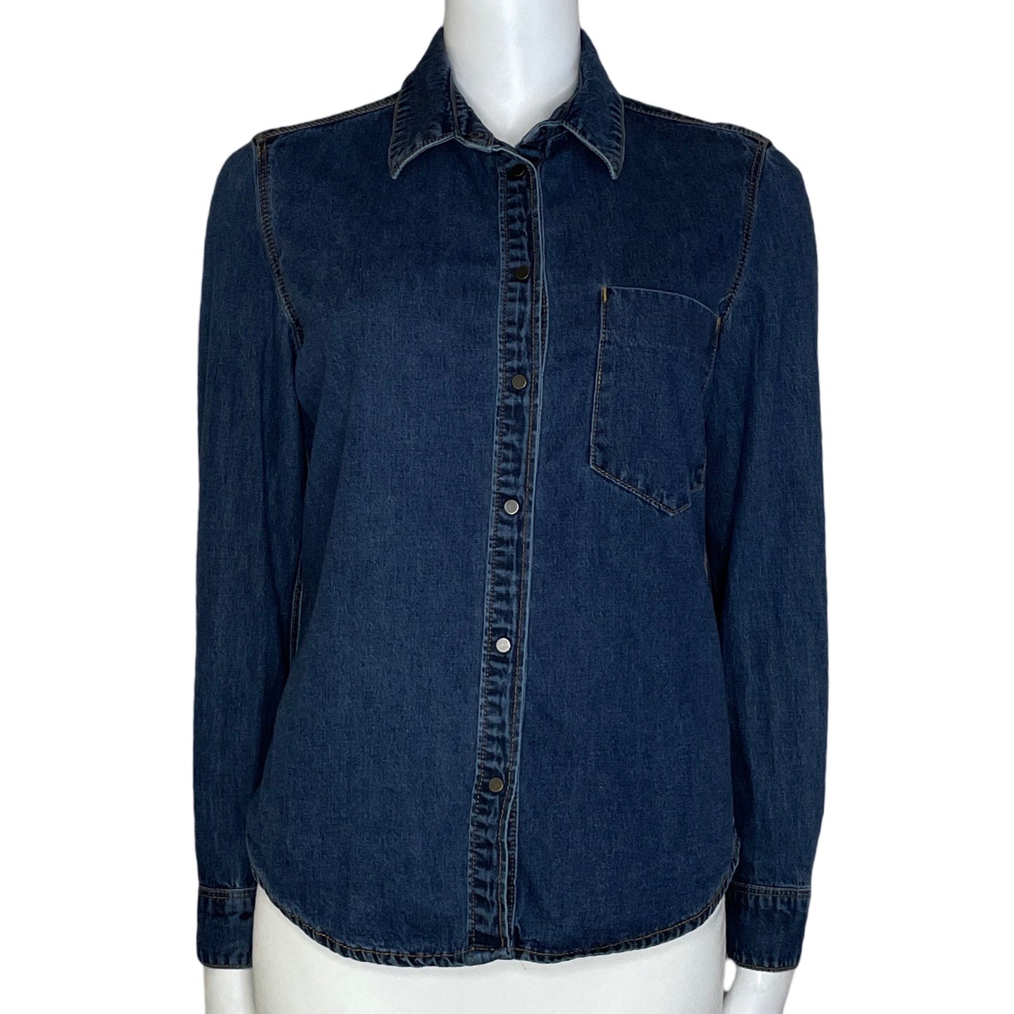 Camisa Mango Denim Bolsillo Azul-Talla XS