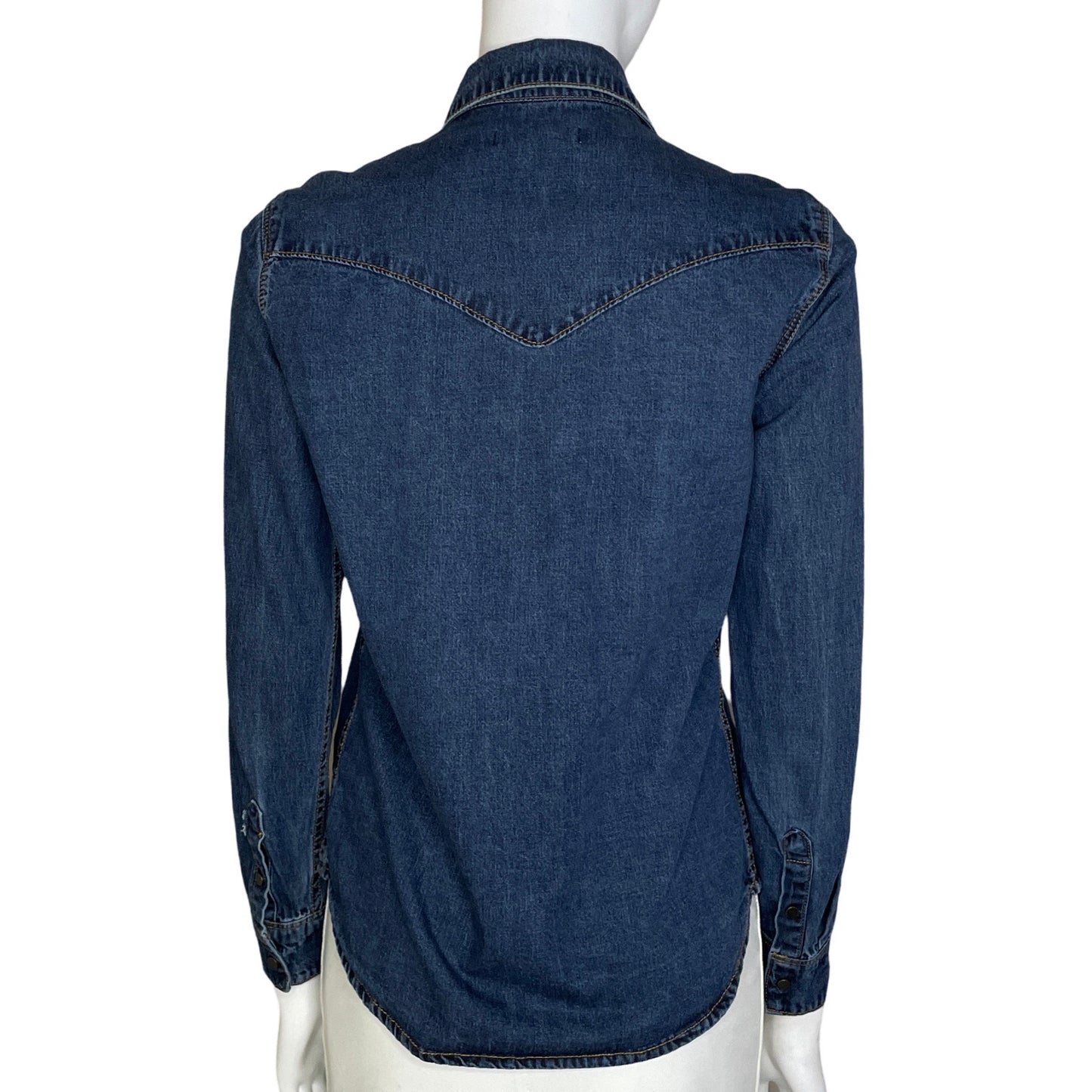 Camisa Mango Denim Bolsillo Azul-Talla XS