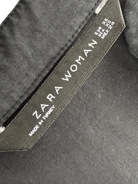 Vestido Zara Camisero Vuelos Negro-Talla XS