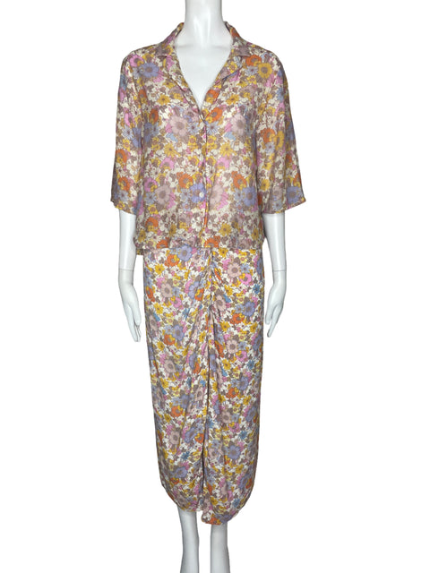 Set MNG Falda+Camisa Folres Rosado-Talla XS