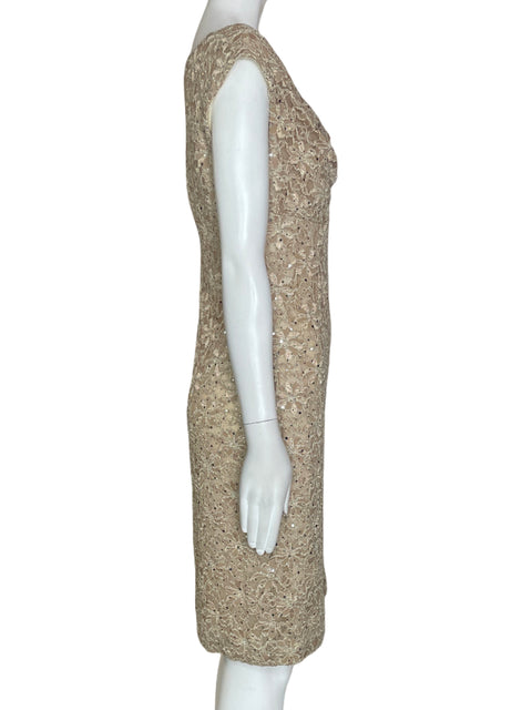 Vestido Connected Lentejuelas Beige- Talla 8