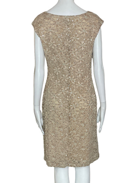 Vestido Connected Lentejuelas Beige- Talla 8
