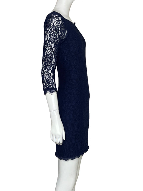 Vestido Diane Von Furstenberg Encaje Azul-Talla 2