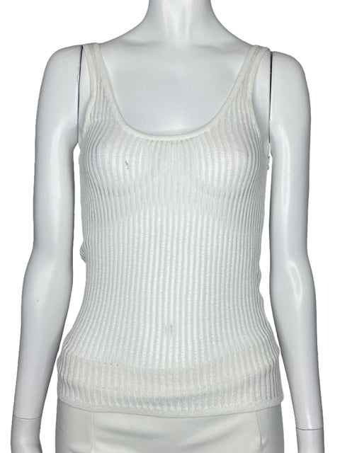 Top Zara Tejido Transparente Blanco-Talla S