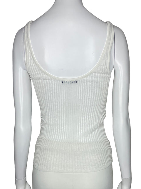Top Zara Tejido Transparente Blanco-Talla S