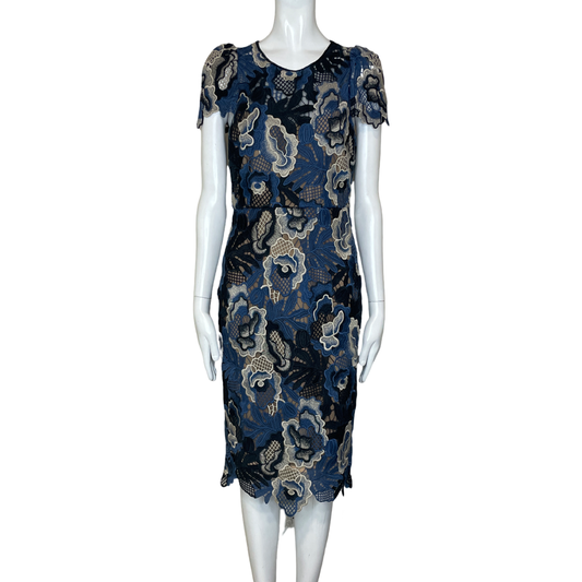 Vestido BCBGMAXAZRIA Estampado Floral Azul - Talla 0