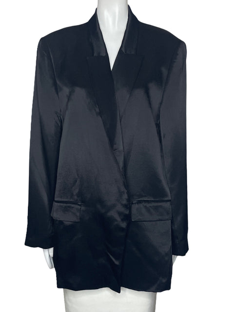Blazer Zara Satinada Sin Botones Negro-Talla XXL
