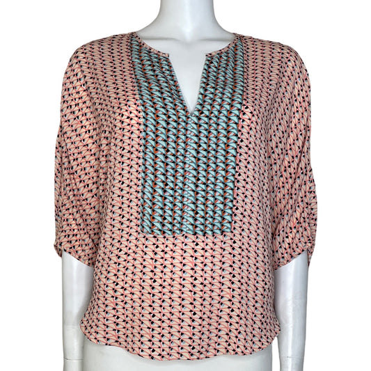 Blusa BCBG Estampado Cuello V Beige-Talla XS
