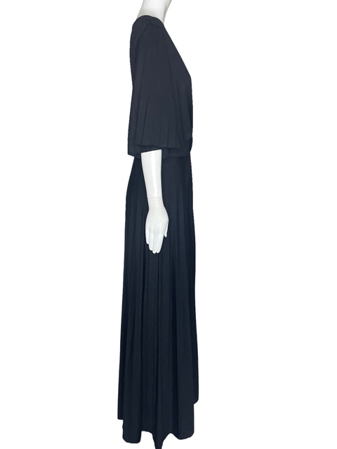Vestido Asos Cuello V Mangas Corta Negro-Talla 18