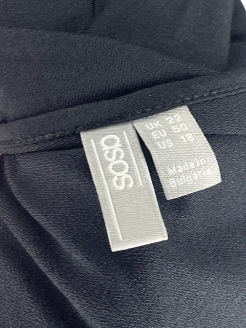 Vestido Asos Cuello V Mangas Corta Negro-Talla 18