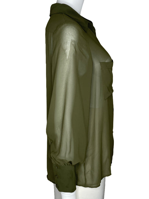 Camisa Zara Bolsillos Manga Larga Verde-Talla XS