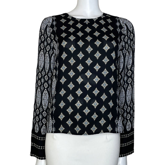 Blusa BCBG Manga Larga Estampado Negro-Talla S