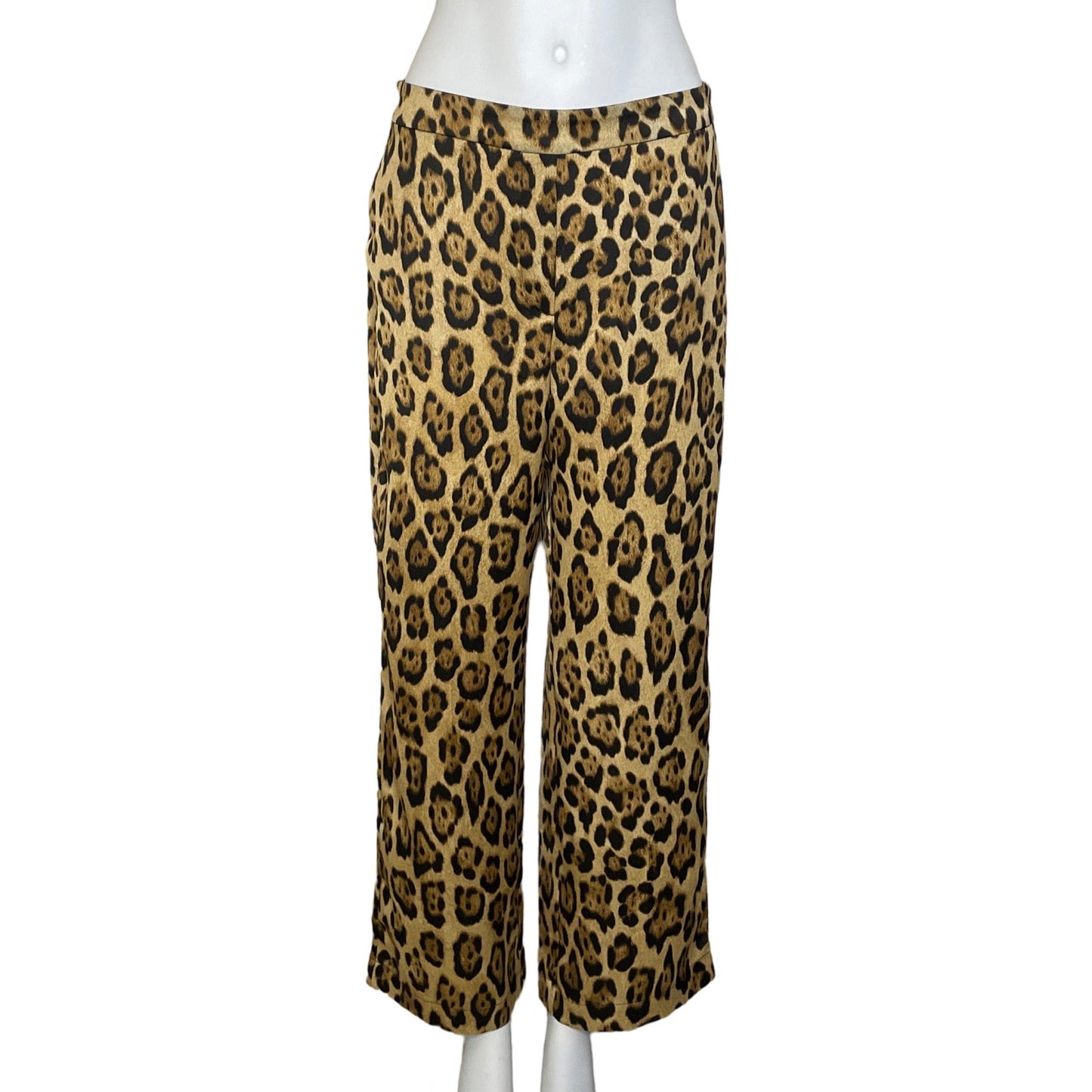 Pantalón Mango Estampado Leopardo Marrón-
Talla L